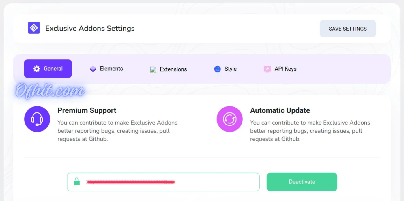 Exclusive Addons License Activation