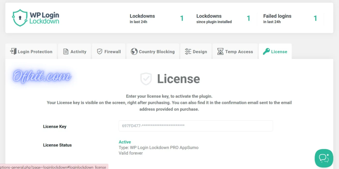 WP Login Lockdown Pro License Activation